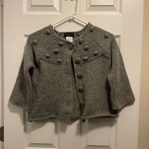 Gray Knit Cardigan with Button Accents